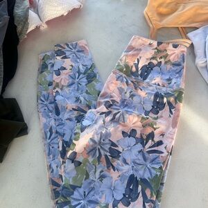 Beyond Yoga Floral Leggings - Blue and Pink